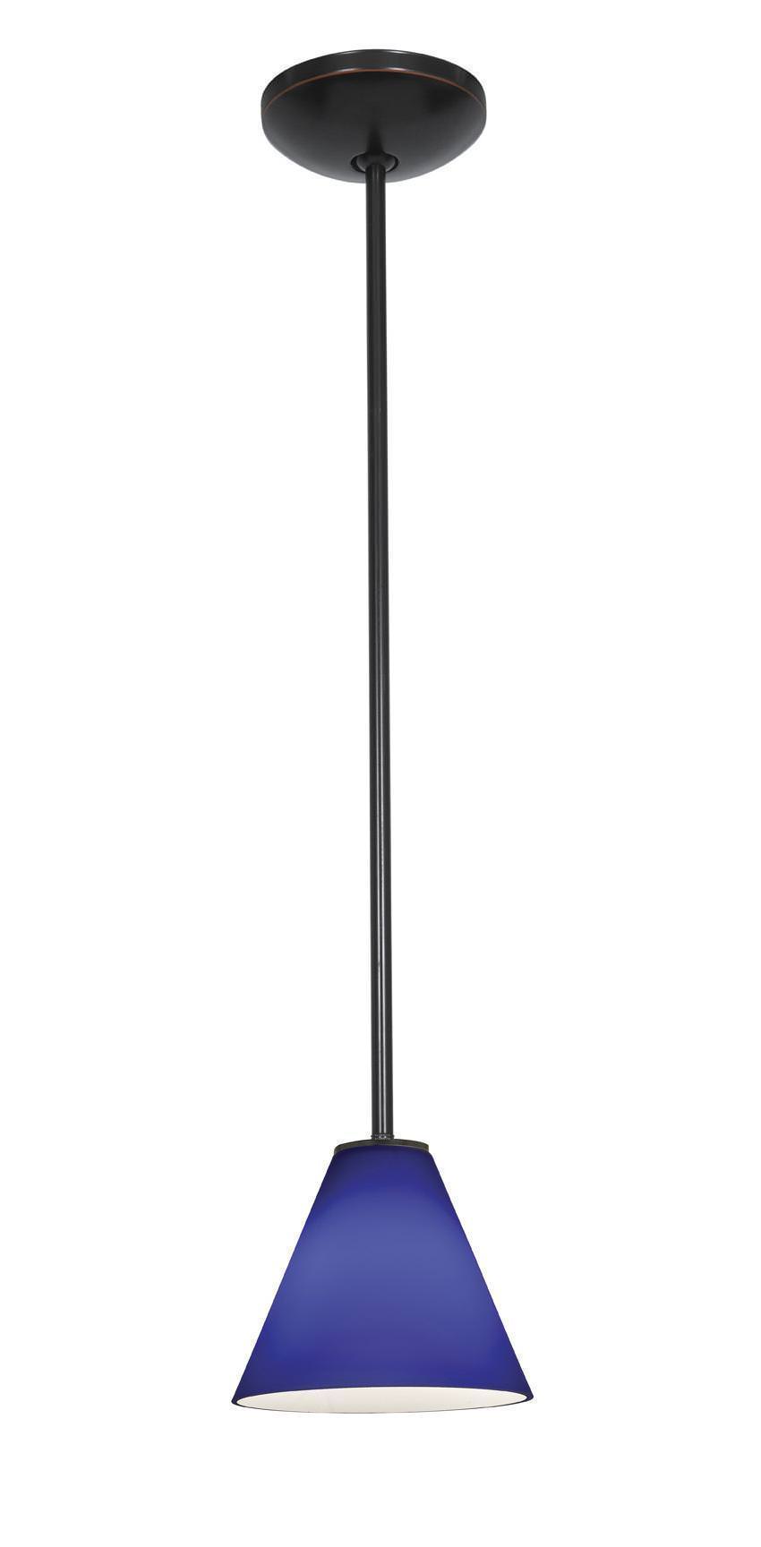 Access Lighting 28004-1R-ORB/COB oil rubbed bronze / cobalt blue glass pendant light