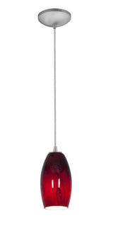 Access Lighting 28011-1C-BS/RUSKY brushed steel / ruby sky glass pendant light
