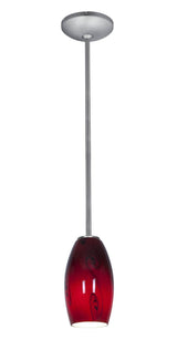 Access Lighting 28011-1R-BS/RUSKY brushed steel / ruby sky glass pendant light
