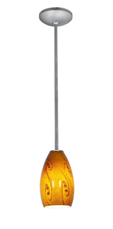 Access Lighting 28012-1R-BS/ASKY brushed steel / amber sky glass pendant light