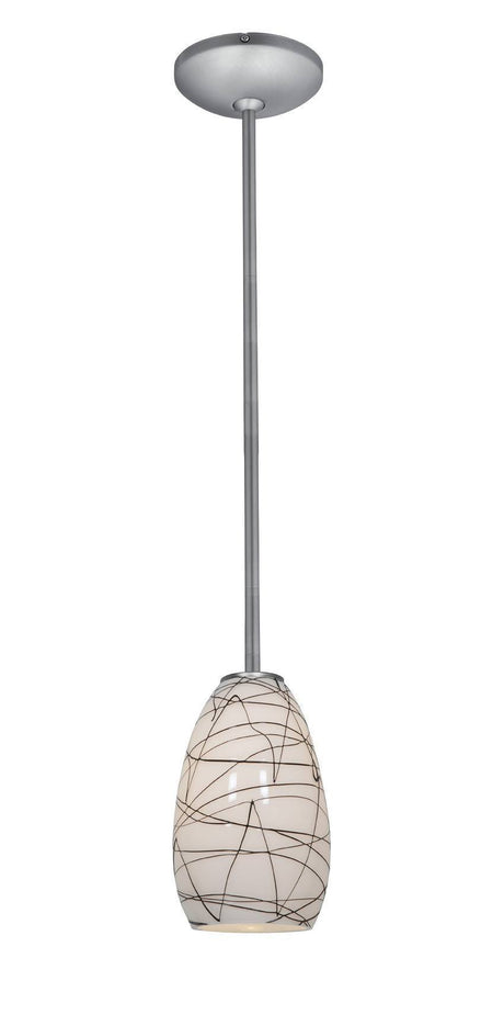 Access Lighting 28012-1R-BS/BLWH brushed steel / black white glass pendant light