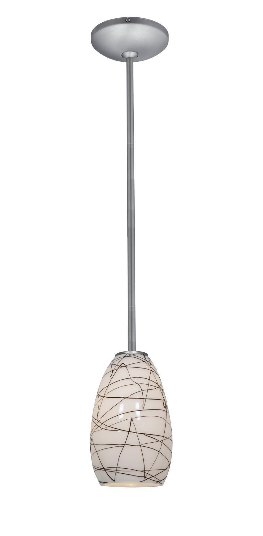 Access Lighting 28012-1R-BS/BLWH brushed steel / black white glass pendant light