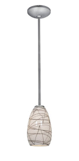 Access Lighting 28012-1R-BS/BLWH brushed steel / black white glass pendant light