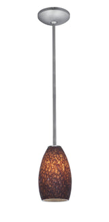 Access Lighting 28012-1R-BS/BRST brushed steel / brown stone glass pendant light