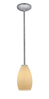 Access Lighting 28012-1R-BS/CRM brushed steel / creme glass pendant light