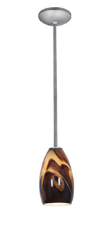 Access Lighting 28012-1R-BS/ICA brushed steel / inca glass pendant light