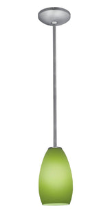 Access Lighting 28012-1R-BS/LGR brushed steel / light green glass pendant light