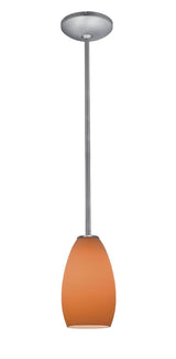 Access Lighting 28012-1R-BS/ORG brushed steel / orange glass pendant light