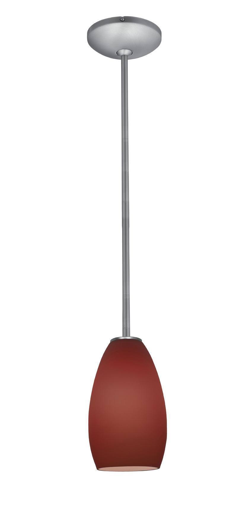 Access Lighting 28012-1R-BS/PLM brushed steel / plum glass pendant light
