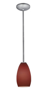 Access Lighting 28012-1R-BS/PLM brushed steel / plum glass pendant light