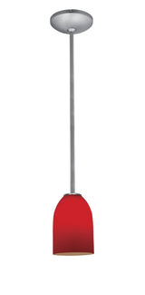 Access Lighting 28012-1R-BS/RED brushed steel / red glass pendant light