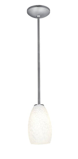 Access Lighting 28012-1R-BS/WHST brushed steel / white stone glass pendant light