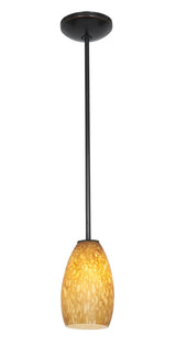 Access Lighting 28012-1R-ORB/AMST oil rubbed bronze / amber stone glass pendant light