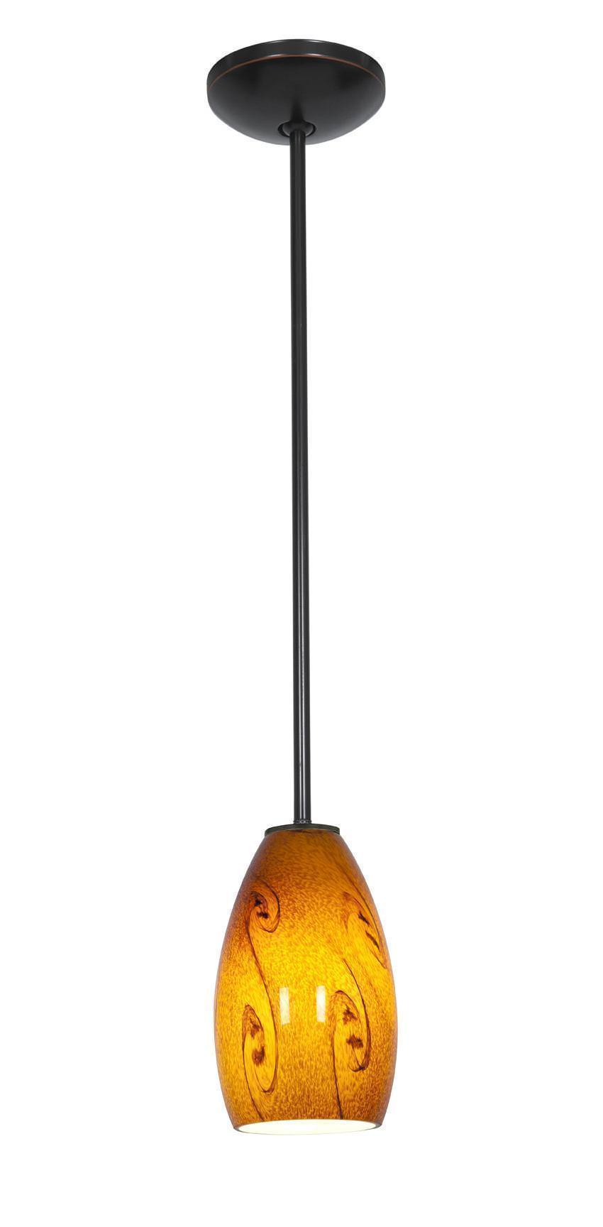 Access Lighting 28012-1R-ORB/ASKY oil rubbed bronze / amber sky glass pendant light