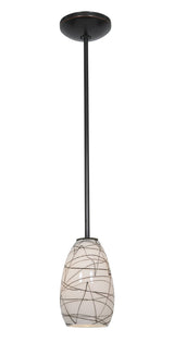 Access Lighting 28012-1R-ORB/BLWH oil rubbed bronze / black white glass pendant light