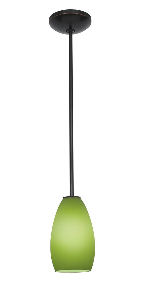 Access Lighting 28012-1R-ORB/LGR oil rubbed bronze / light green glass pendant light