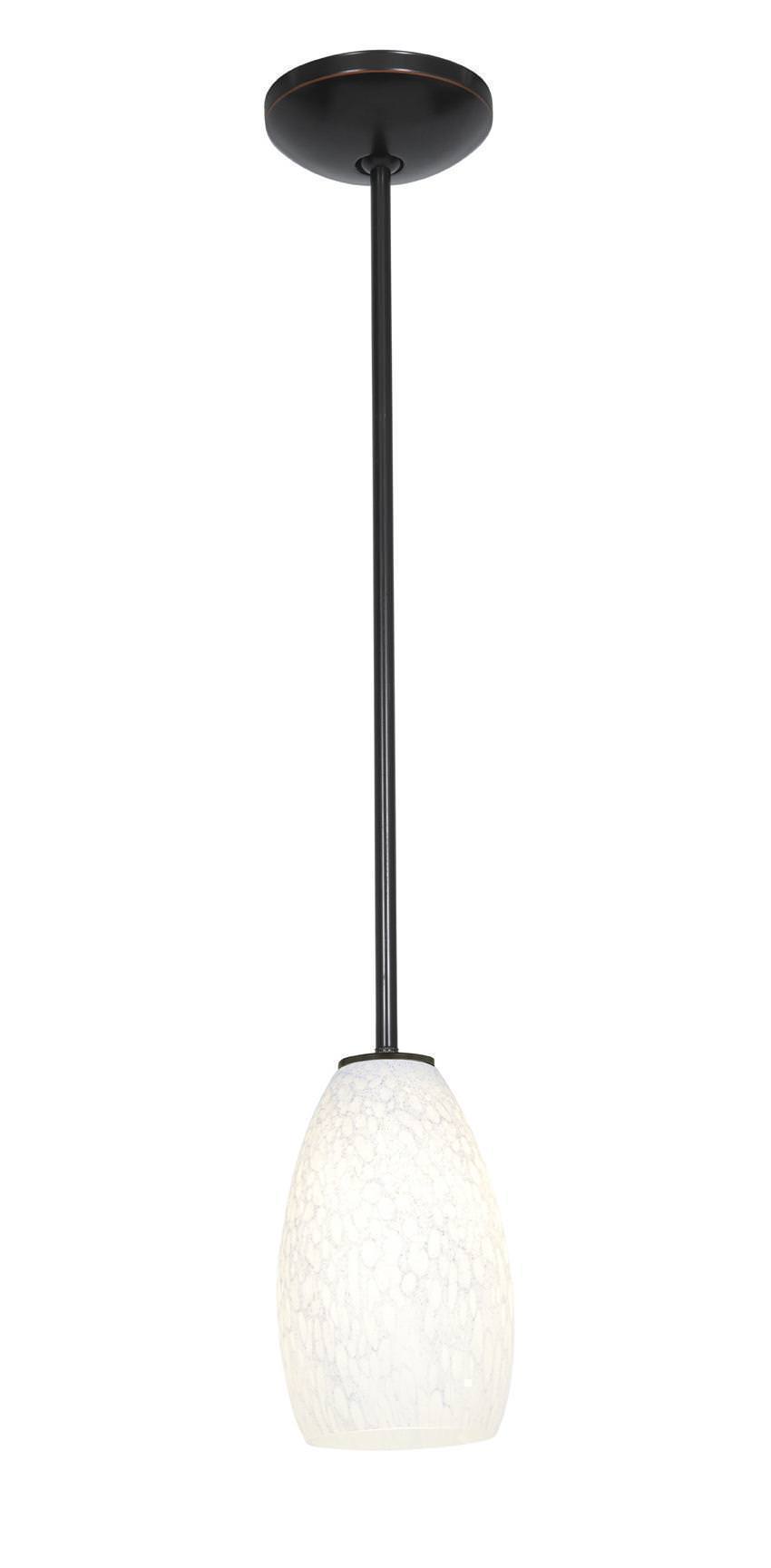 Access Lighting 28012-1R-ORB/WHST oil rubbed bronze / white stone glass pendant light