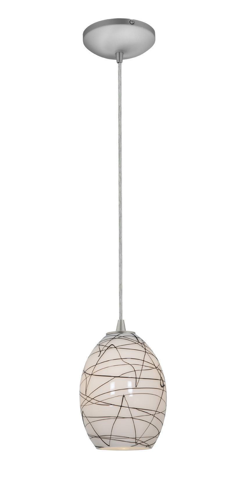 Access Lighting 28023-1C-BS/BLWH brushed steel / black white glass pendant light