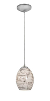 Access Lighting 28023-1C-BS/BLWH brushed steel / black white glass pendant light