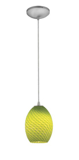 Access Lighting 28023-1C-BS/LGRFB brushed steel / light green fire bird glass pendant light