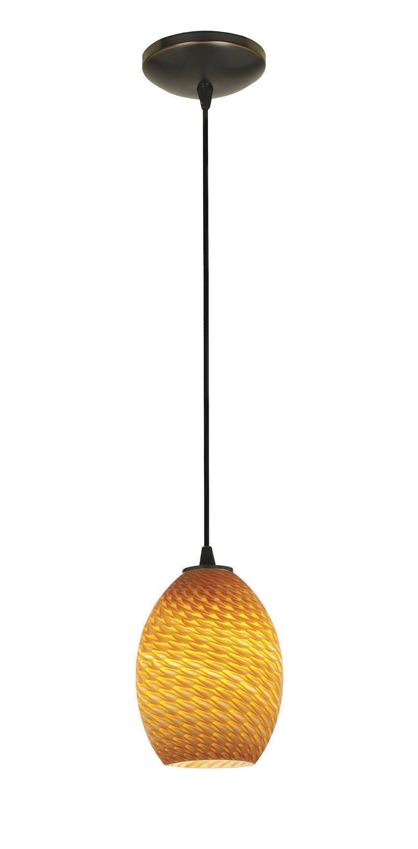 Access Lighting 28023-1C-ORB/AMBFB oil rubbed bronze / amber fire bird glass pendant light