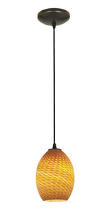 Access Lighting 28023-1C-ORB/AMBFB oil rubbed bronze / amber fire bird glass pendant light
