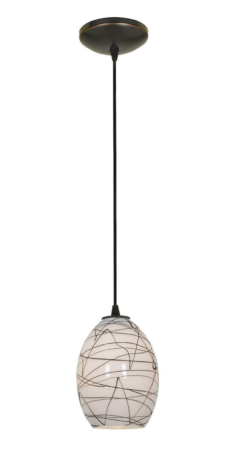 Access Lighting 28023-1C-ORB/BLWH oil rubbed bronze / black white glass pendant light