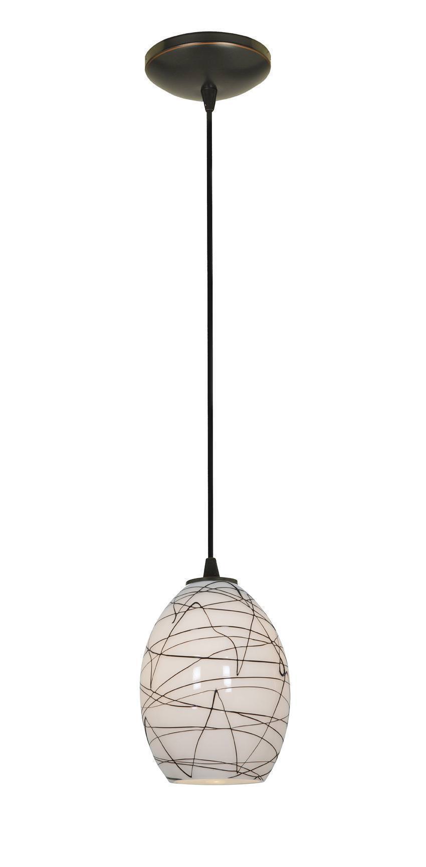 Access Lighting 28023-1C-ORB/BLWH oil rubbed bronze / black white glass pendant light