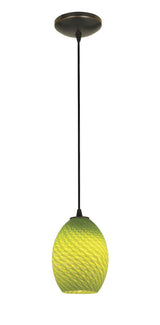 Access Lighting 28023-1C-ORB/LGRFB oil rubbed bronze / light green fire bird glass pendant light