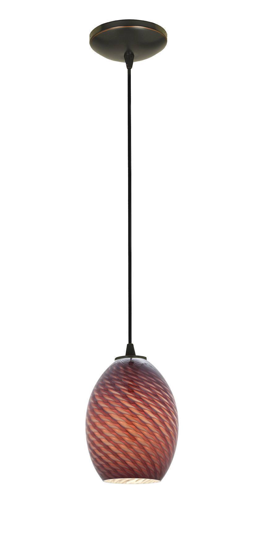 Access Lighting 28023-1C-ORB/PLMFB oil rubbed bronze / plum fire bird glass pendant light