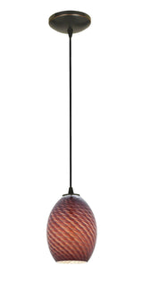 Access Lighting 28023-1C-ORB/PLMFB oil rubbed bronze / plum fire bird glass pendant light