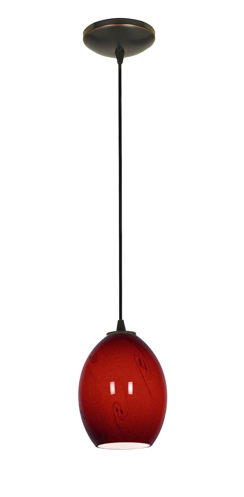 Access Lighting 28023-1C-ORB/RUSKY oil rubbed bronze / ruby sky glass pendant light