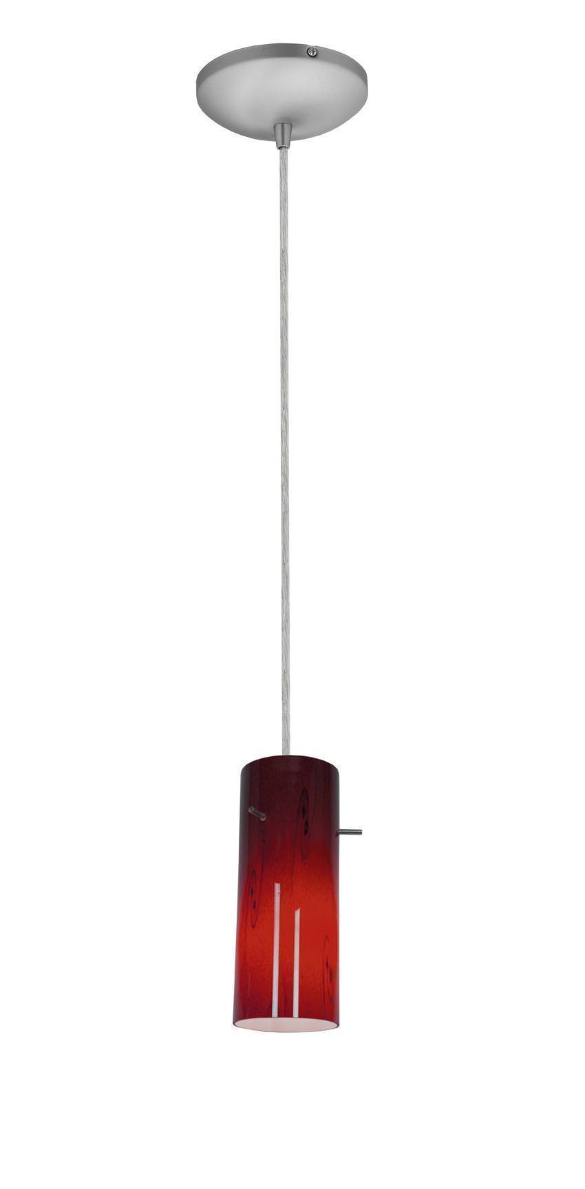 Access Lighting 28030-1C-BS/RUSKY brushed steel / ruby sky glass pendant light