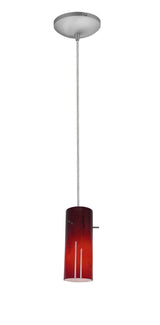Access Lighting 28030-1C-BS/RUSKY brushed steel / ruby sky glass pendant light