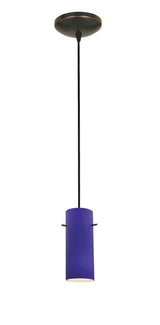 Access Lighting 28030-1C-ORB/COB oil rubbed bronze / cobalt blue glass pendant light