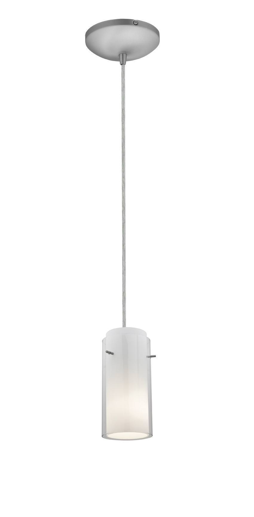 Access Lighting 28033-1C-BS/CLOP brushed steel / clear outer / opal inner pendant light