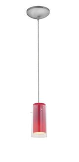 Access Lighting 28033-1C-BS/CLRD brushed steel / clear / red pendant light