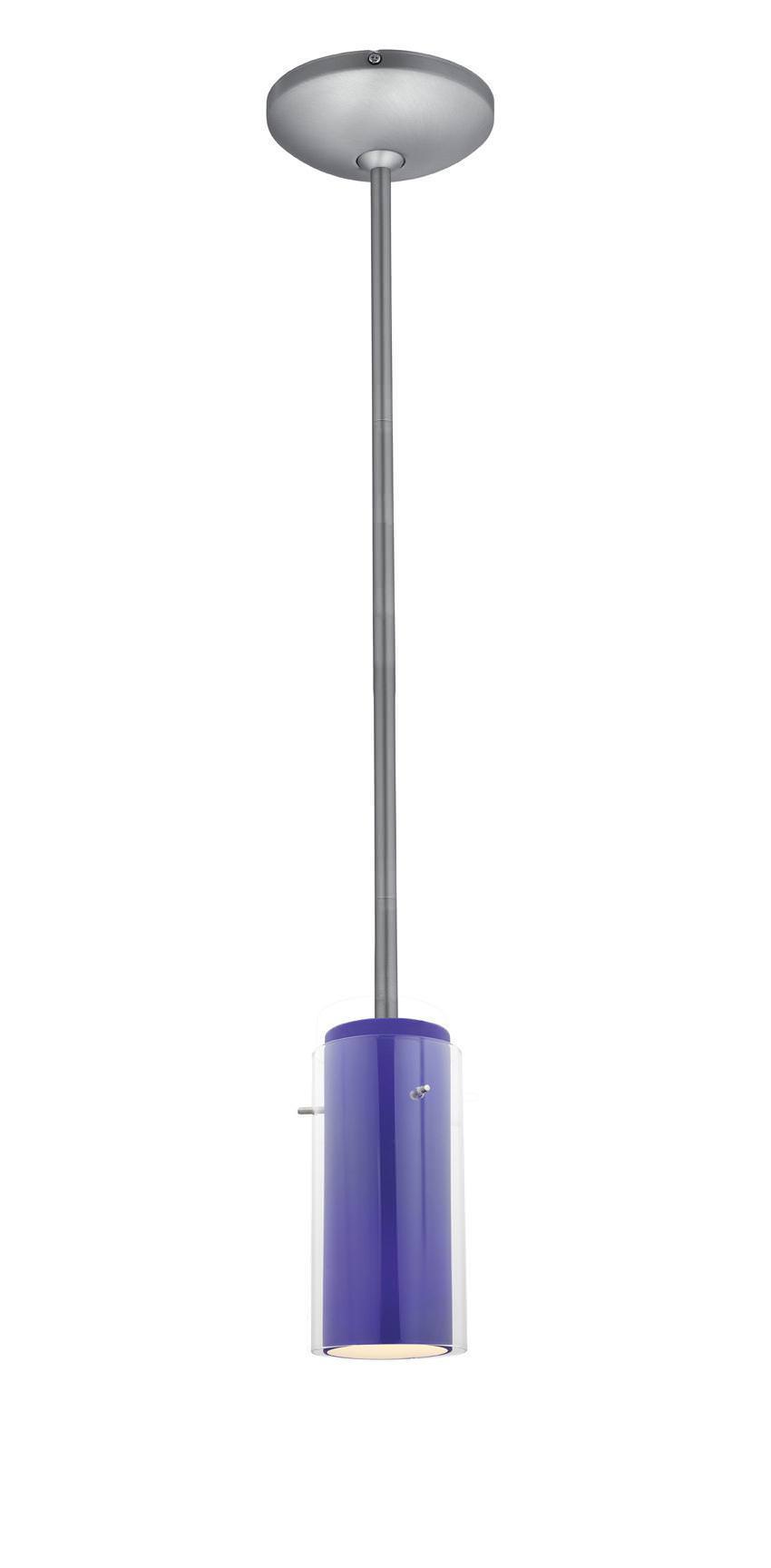 Access Lighting 28033-1R-BS/CLCB brushed steel / clear outer / cobalt inner pendant light