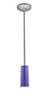 Access Lighting 28033-1R-BS/CLCB brushed steel / clear outer / cobalt inner pendant light