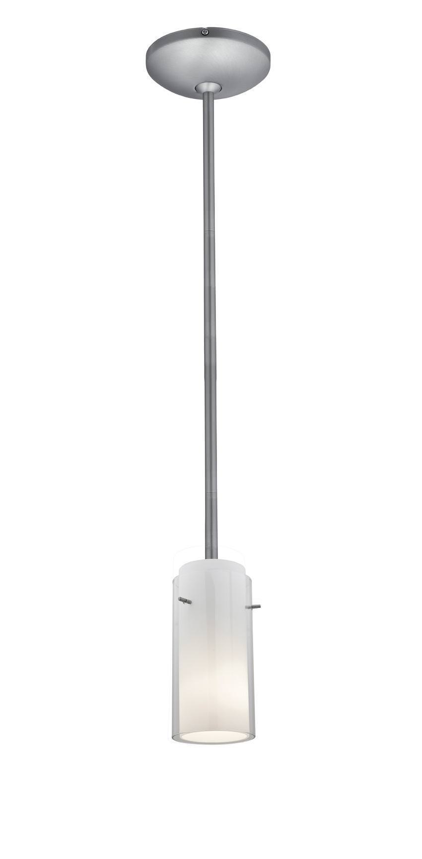 Access Lighting 28033-1R-BS/CLOP brushed steel / clear outer / opal inner pendant light