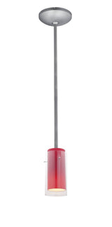 Access Lighting 28033-1R-BS/CLRD brushed steel / clear / red pendant light