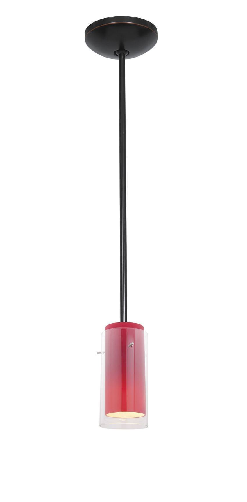 Access Lighting 28033-1R-ORB/CLRD oil rubbed bronze / clear / red pendant light