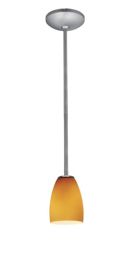 Access Lighting 28069-1R-BS/AMB brushed steel / amber glass pendant light