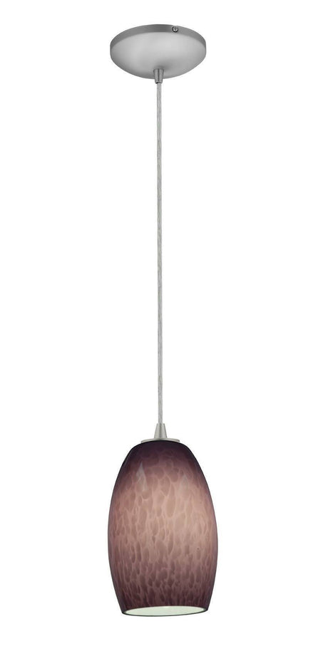 Access Lighting 28078-1C-BS/PLC brushed steel / plum cloud glass pendant light