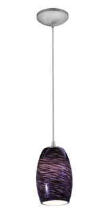 Access Lighting 28078-1C-BS/PLS brushed steel / plum swirl glass pendant light