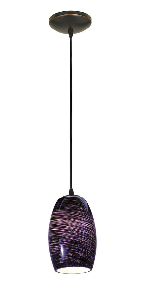 Access Lighting 28078-1C-ORB/PLS oil rubbed bronze / plum swirl glass pendant light
