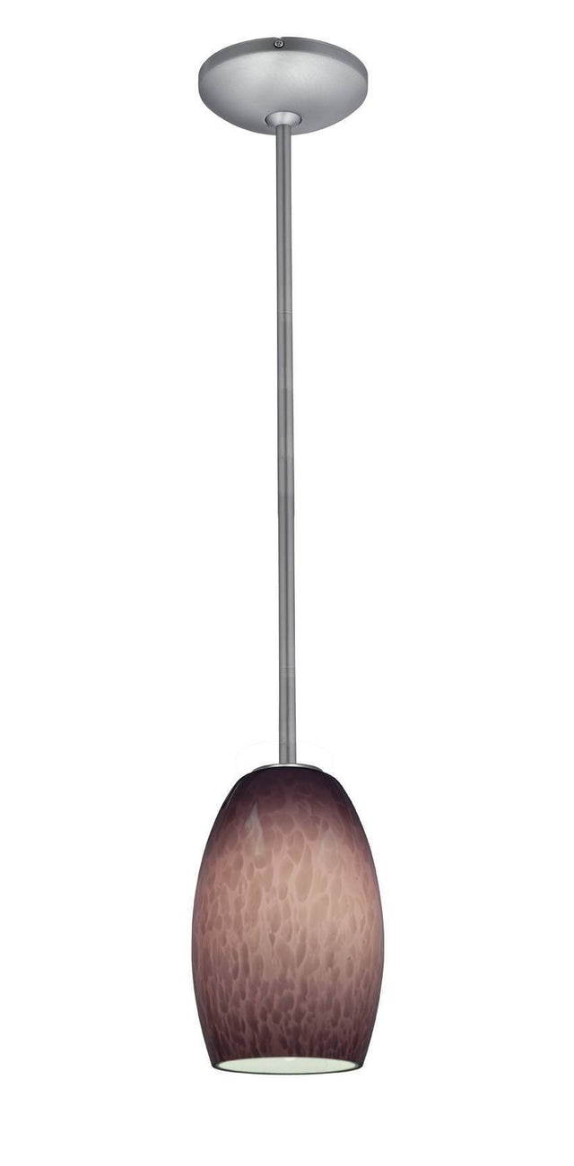 Access Lighting 28078-1R-BS/PLC brushed steel / plum cloud glass pendant light