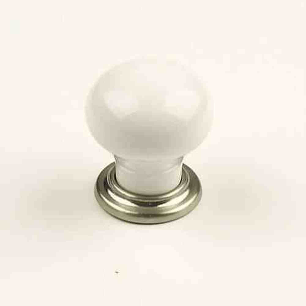 Century Hardware 27415-15WT satin nickel/white cabinet knob
