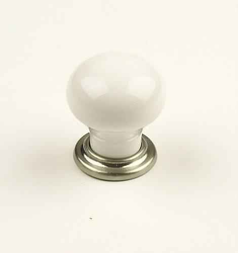 Century Hardware 27415-15WT satin nickel/white cabinet knob