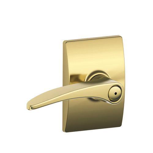 Schlage F40MNH605CEN polished brass privacy door lever